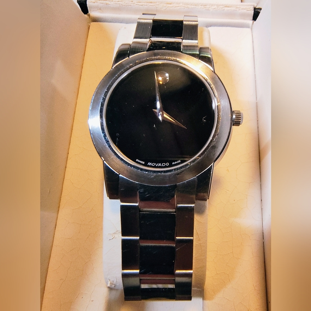 Movado Black and Silver Men's Watch